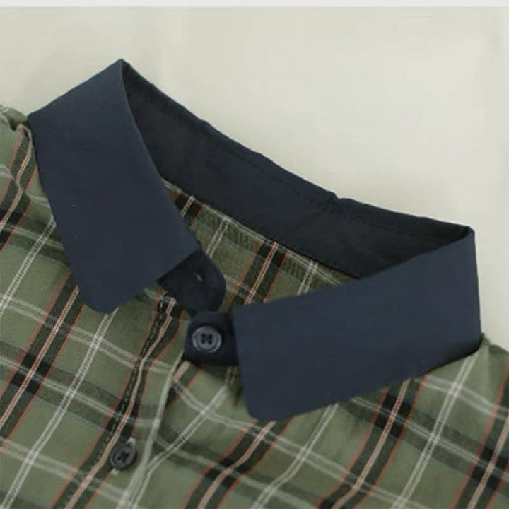 Buddha Stones Fall Casual Vintage Button-Up Contrast Collar Plaid Women's Long Sleeve Shirts - image 11