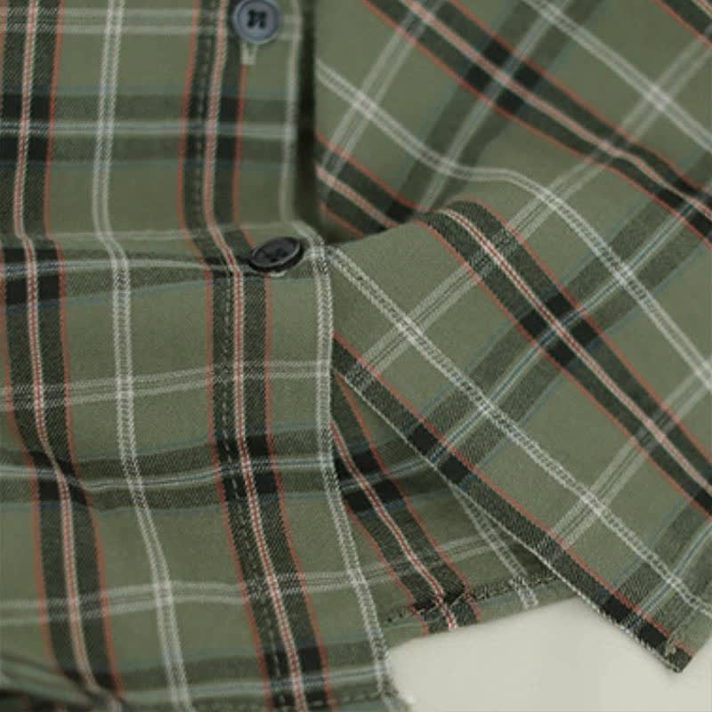Buddha Stones Fall Casual Vintage Button-Up Contrast Collar Plaid Women's Long Sleeve Shirts - image 14