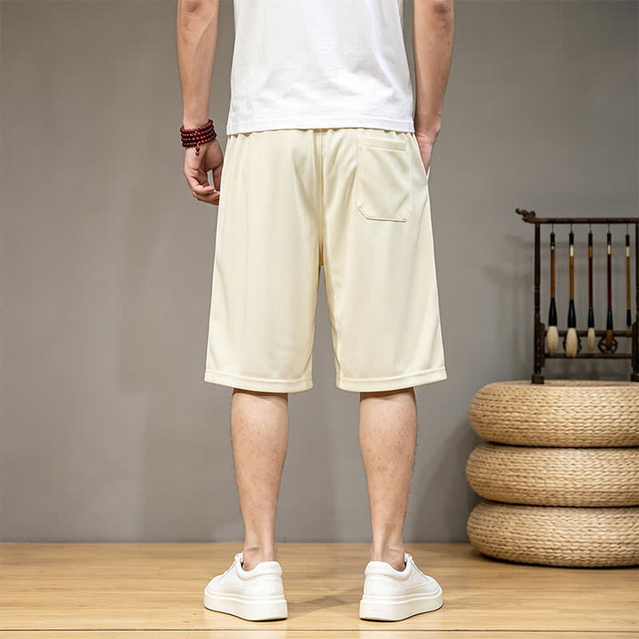 Buddha Stones Summer Boho Drawstring Elastic Waist Geometric Trim Men's Shorts With Pockets - image 22