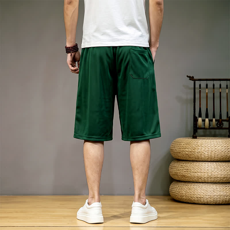 Buddha Stones Summer Boho Drawstring Elastic Waist Geometric Trim Men's Shorts With Pockets - image 1