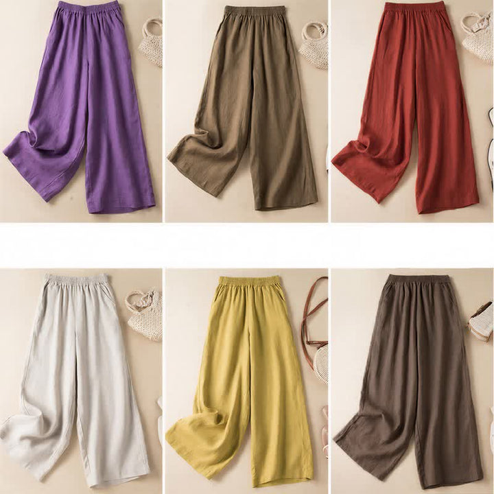 Buddha Stones Casual Solid Color Women's Wide Leg Pants With Pockets - image 31
