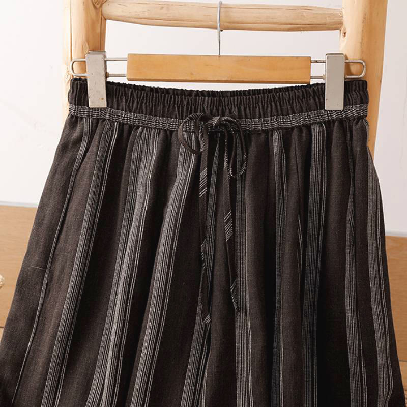 Buddha Stones Spring Summer Casual Drawstring Striped Cropped Pants Women's Wide Leg Pants With Pockets - image 11