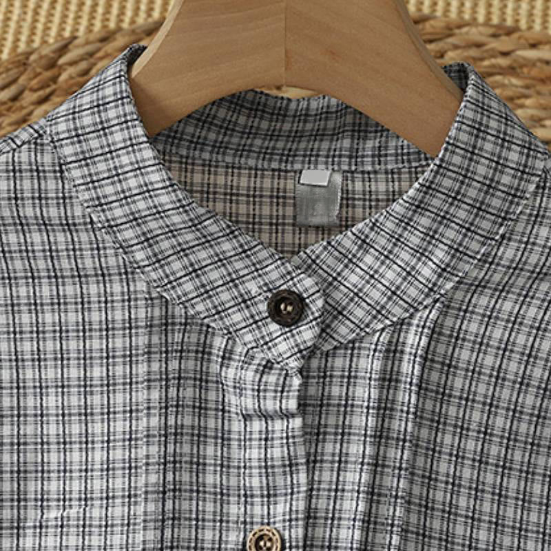 Buddha Stones Spring Casual Button-Up Plaid Women's Long Sleeve Dress - image 4