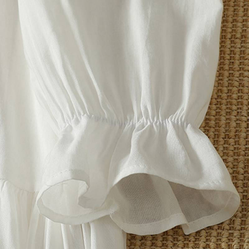 Buddha Stones Spring Boho Button-Up Solid Women's Long Sleeve Dress With Pocket - image 4