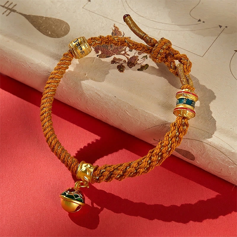 Buddha Stones Copper Enamel Bell Wisdom Tibetan Rope Bracelet - Light Yellow (Wrist Circumference: 5.9–7.1 in/15–18 cm) - image 12