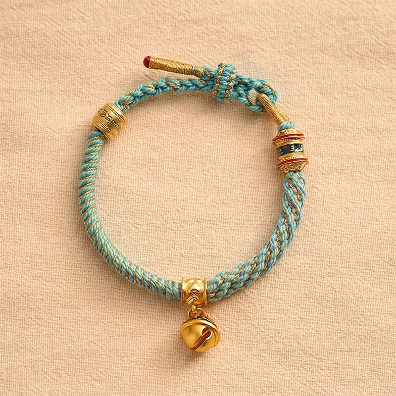Buddha Stones Copper Enamel Bell Wisdom Tibetan Rope Bracelet - image 16