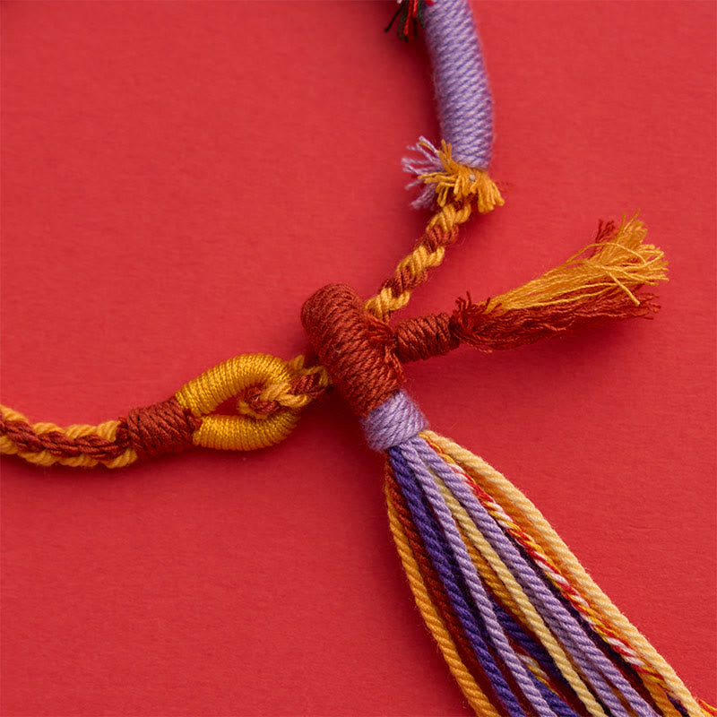 Buddha Stones Cotton Rope Retro Boho Adjustable Tassel Bracelet - image 5