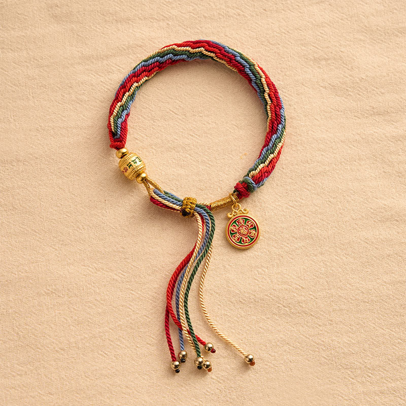 Buddha Stones Multicolor Rope Energy Enamel Om Mani Padme Hum Charm Bracelet - image 2