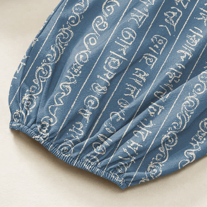 Buddha Stones Cotton Ethnic Geometric Stripe Pattern Women's Elastic Waist Harem Pants With Side Pockets - image 6