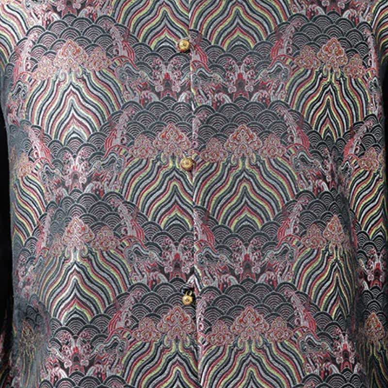 Buddha Stones Fall Tang Style Elegant Mandarin Collar Sea Waves Floral Pattern Tank Top Men's Vest - image 7