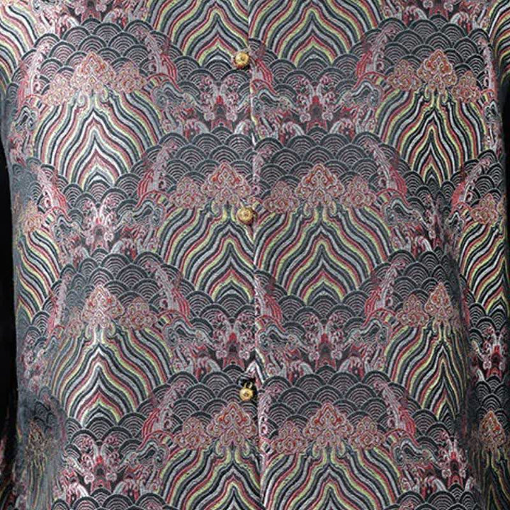 Buddha Stones Fall Tang Style Elegant Mandarin Collar Sea Waves Floral Pattern Tank Top Men's Vest - image 7