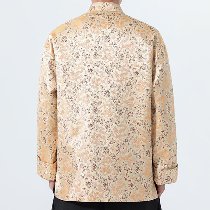 Buddha Stones Fall Winter Tang Style Elegant Mandarin Collar Abstract Dragon Men's Jacket With Pockets - image 26