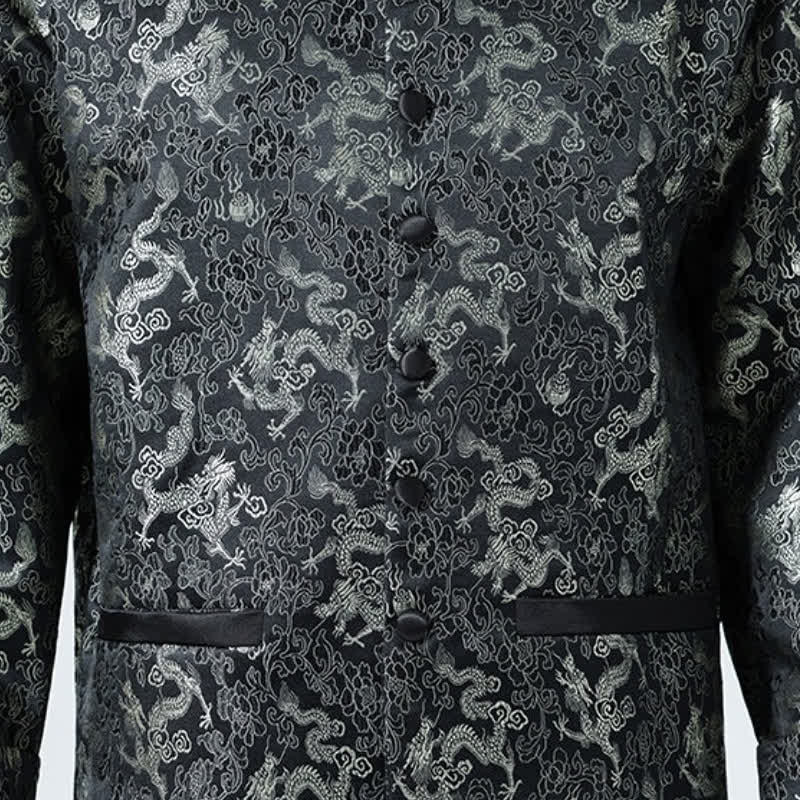 Buddha Stones Fall Winter Tang Style Elegant Mandarin Collar Abstract Dragon Men's Jacket With Pockets - image 10