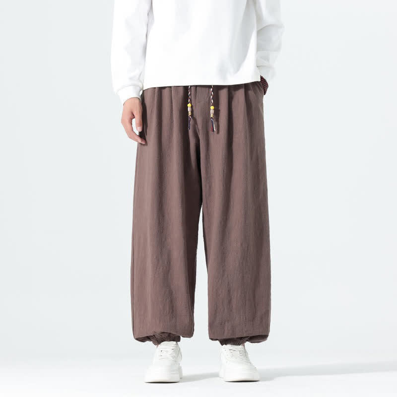 Buddha Stones Spring Summer Casual Minimalist Drawstring Solid Cotton Ankle Pants Men's Tapered Pants With Pockets - Sienna - US/UK/AU46，EU56 (5XL) - image 30