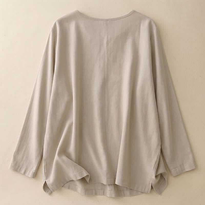 Buddha Stones Casual Plain  Women's Crew Neck Design Loose Half Sleeve T-shirt - image 29