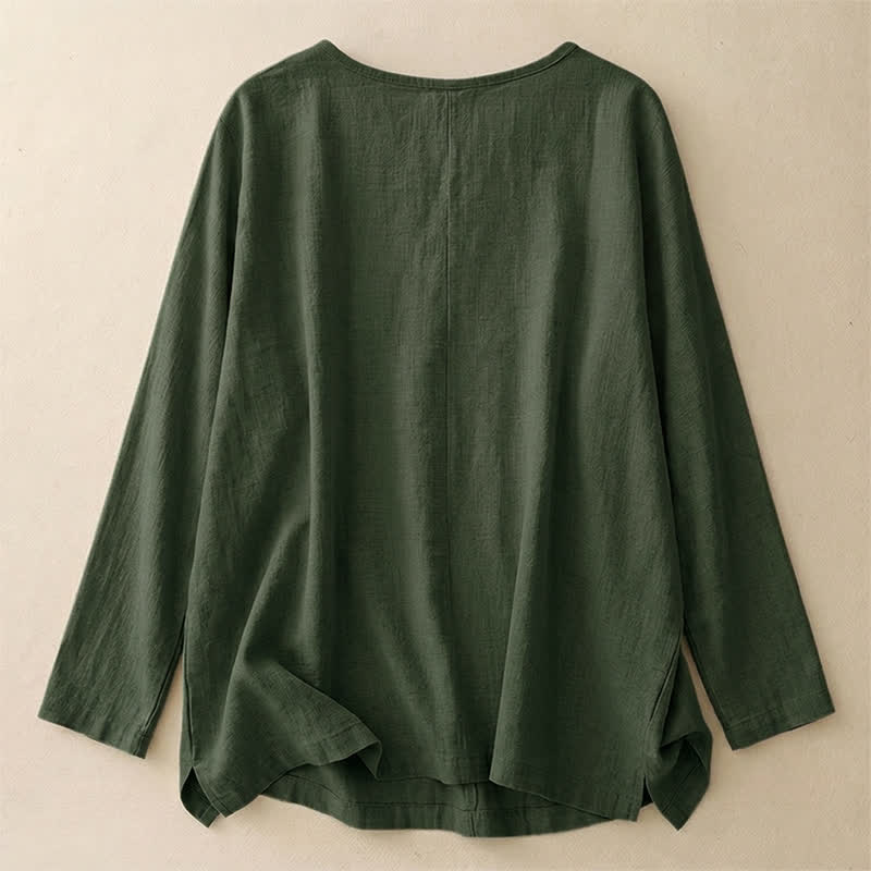 Buddha Stones Casual Plain  Women's Crew Neck Design Loose Half Sleeve T-shirt - image 38
