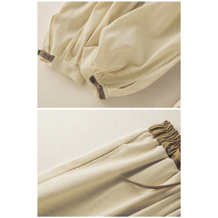 Buddha Stones Plain Cotton Drawstring Women's Harem Pants With Pockets - image 2