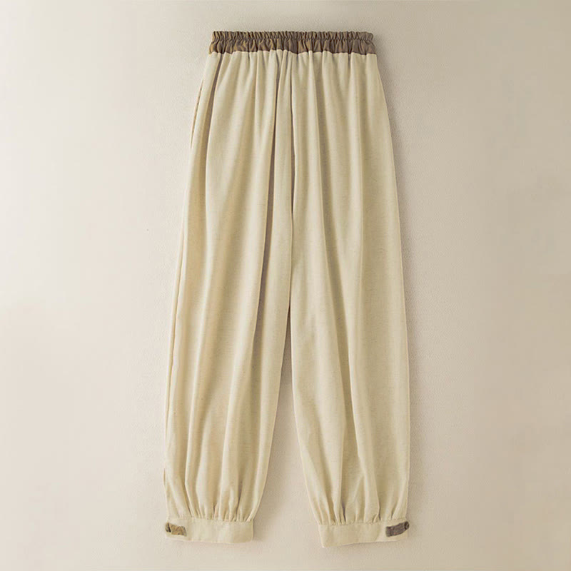 Buddha Stones Plain Cotton Drawstring Women's Harem Pants With Pockets - image 1