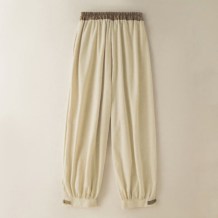 Buddha Stones Plain Cotton Drawstring Women's Harem Pants With Pockets - image 1