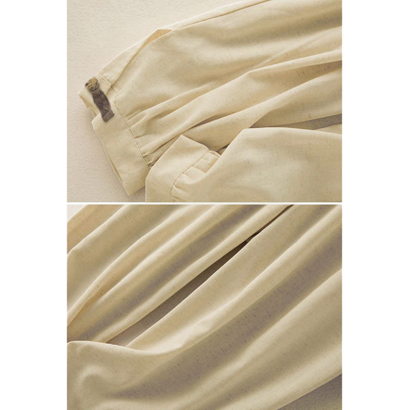 Buddha Stones Plain Cotton Drawstring Women's Harem Pants With Pockets - image 4