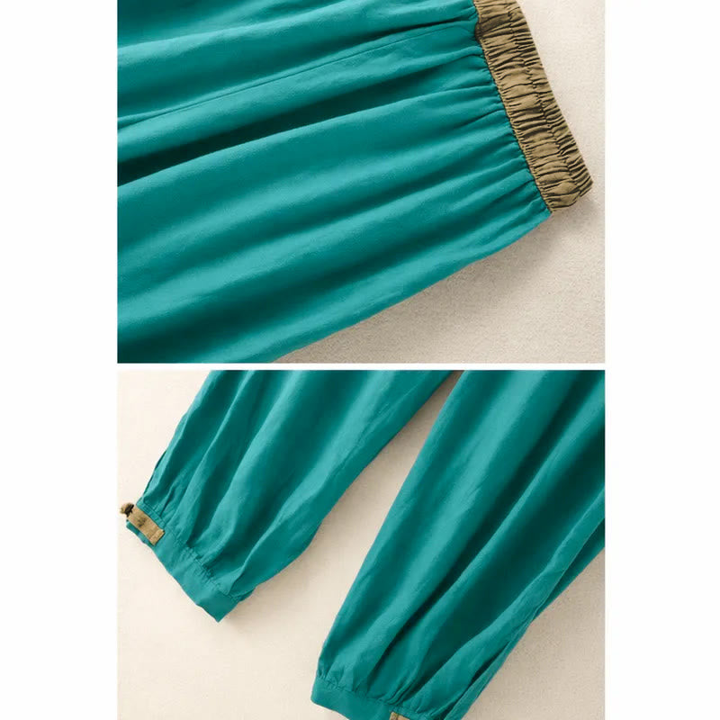 Buddha Stones Plain Cotton Drawstring Women's Harem Pants With Pockets - image 16