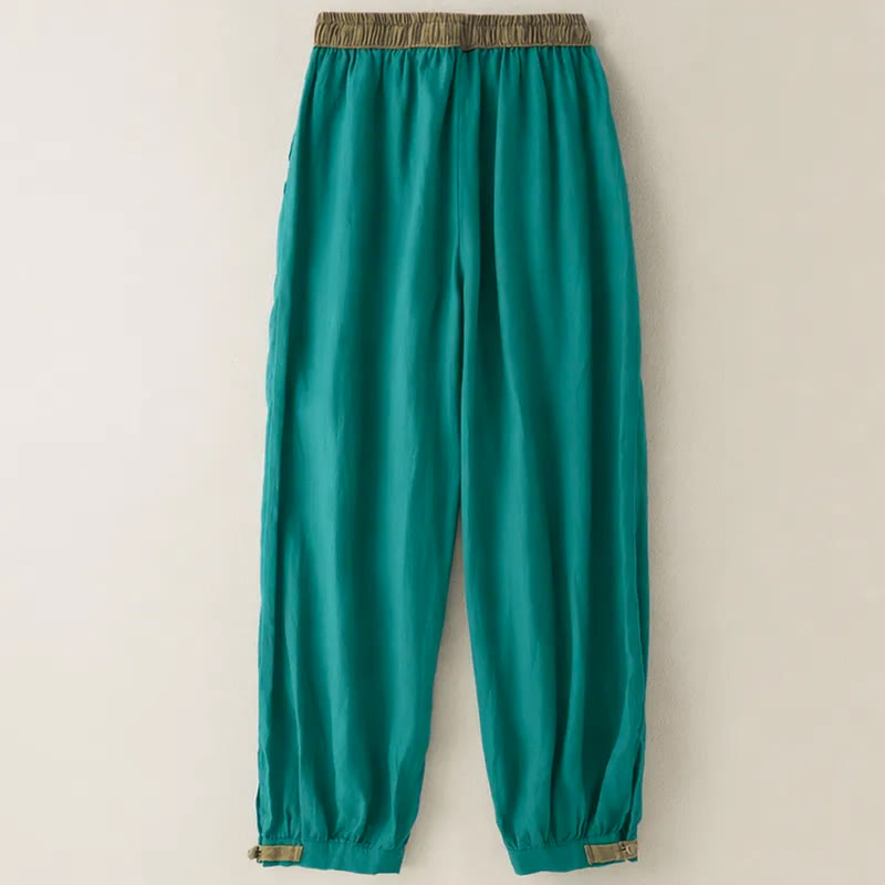 Buddha Stones Plain Cotton Drawstring Women's Harem Pants With Pockets - image 12