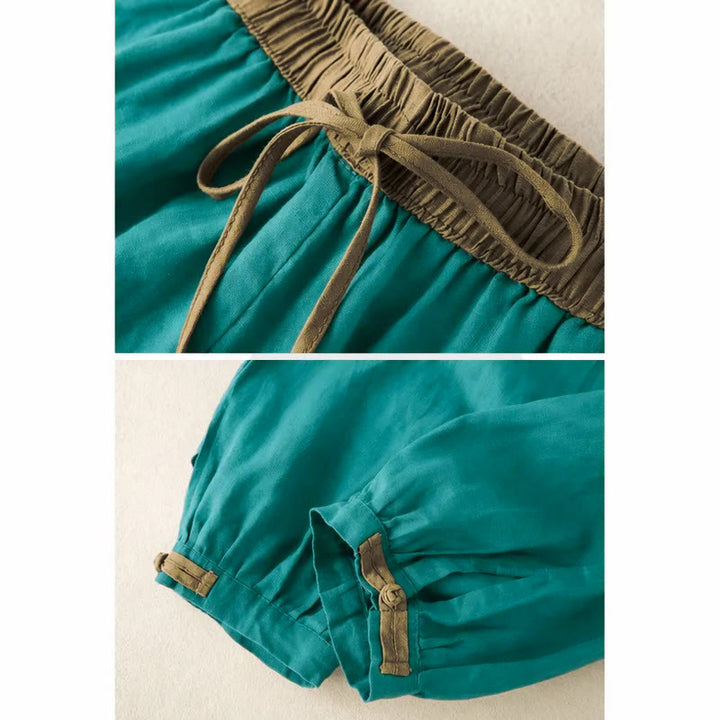 Buddha Stones Plain Cotton Drawstring Women's Harem Pants With Pockets - image 14