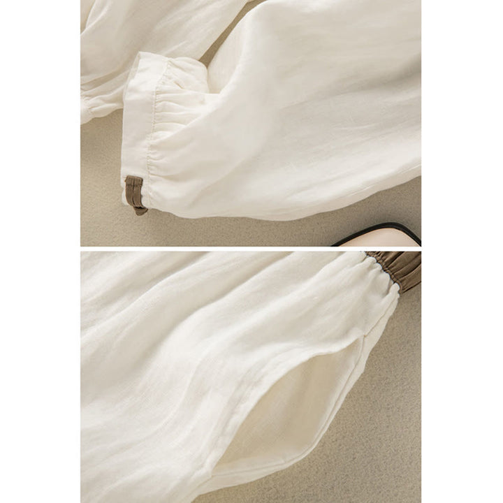 Buddha Stones Plain Cotton Drawstring Women's Harem Pants With Pockets - image 7