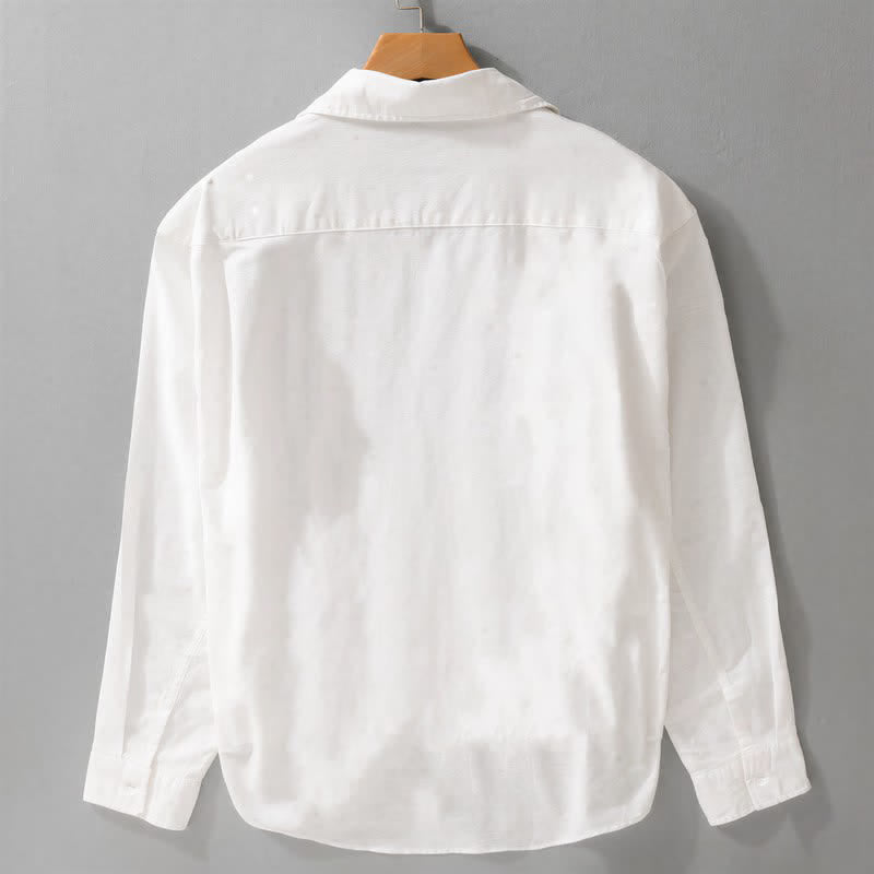 Buddha Stones Fall Casual Minimalist Solid Layered Look Men's Long Sleeve Shirts - image 10