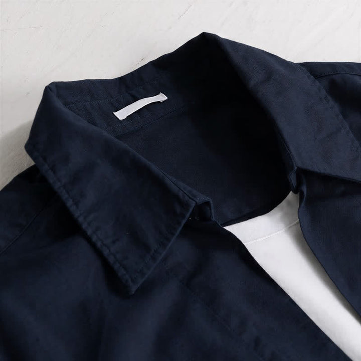 Buddha Stones Fall Casual Minimalist Solid Layered Look Men's Long Sleeve Shirts - image 6