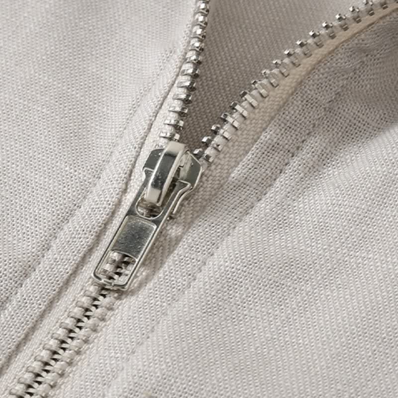 Buddha Stones Fall Minimalist Mandarin Collar Solid Men's Jackets With Pocket - image 5