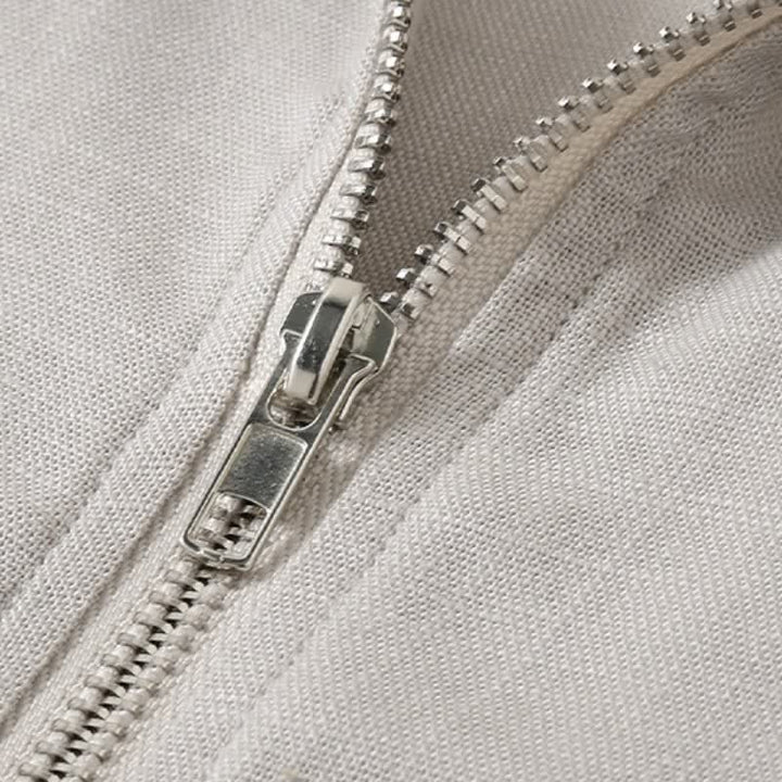 Buddha Stones Fall Minimalist Mandarin Collar Solid Men's Jackets With Pocket - image 5