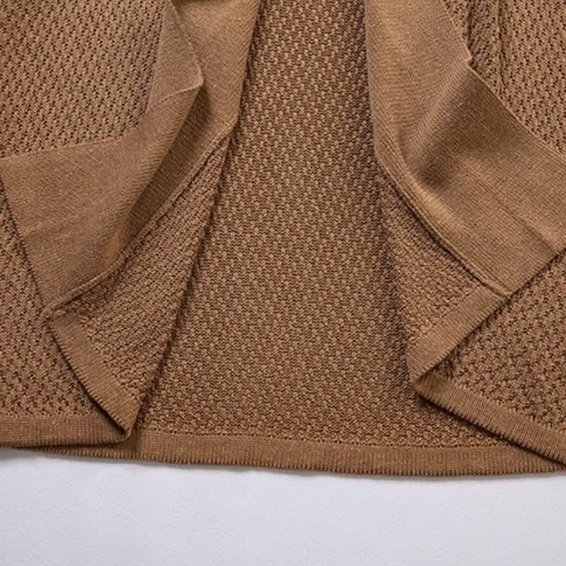 Buddha Stones Fall Casual Minimalist Side Slit Solid Knit Tank Top Men's Kimonos - image 4