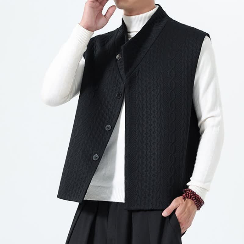 Buddha Stones Fall Winter Casual Minimalist Solid Knit Tank Top Men's Vests - image 20