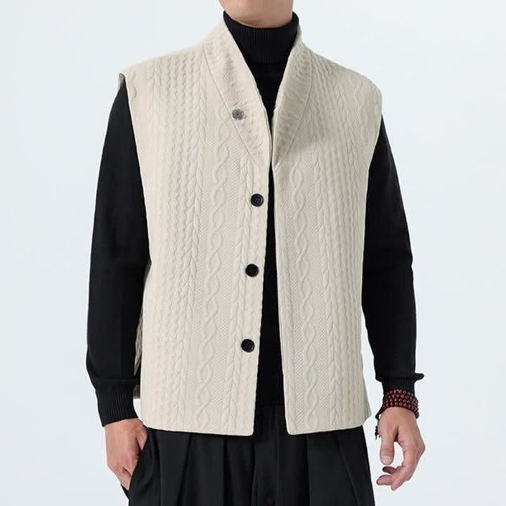 Buddha Stones Fall Winter Casual Minimalist Solid Knit Tank Top Men's Vests - image 9
