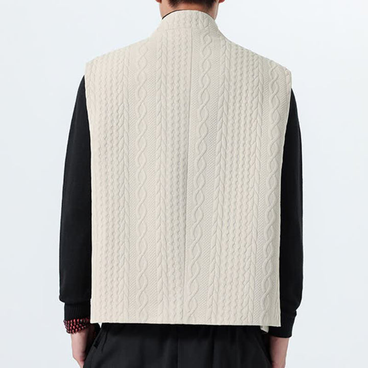 Buddha Stones Fall Winter Casual Minimalist Solid Knit Tank Top Men's Vests - image 8