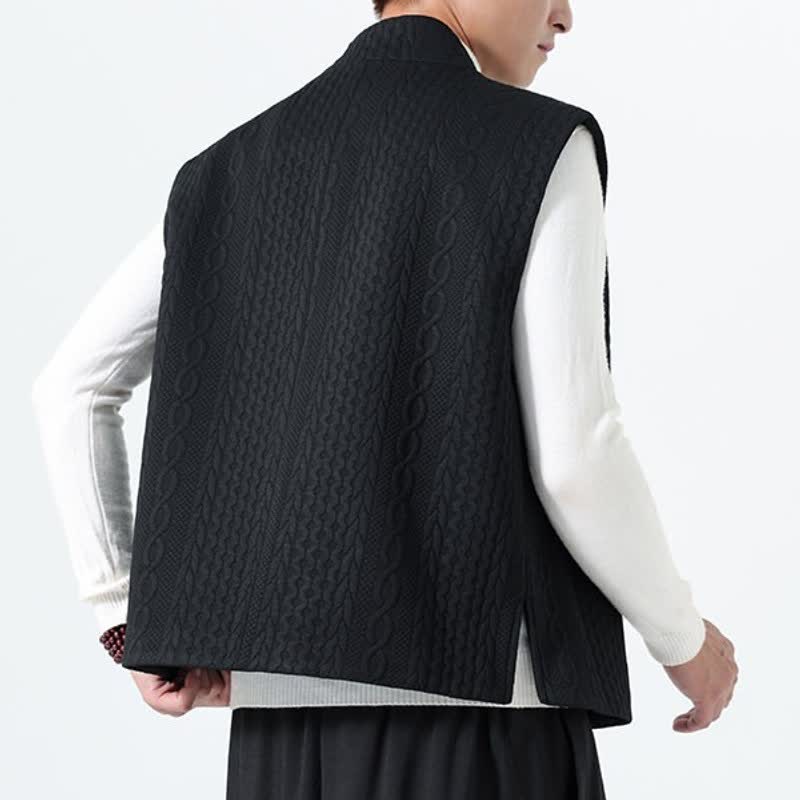 Buddha Stones Fall Winter Casual Minimalist Solid Knit Tank Top Men's Vests - image 19