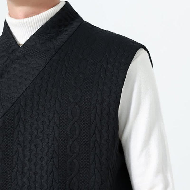 Buddha Stones Fall Winter Casual Minimalist Solid Knit Tank Top Men's Vests - image 23