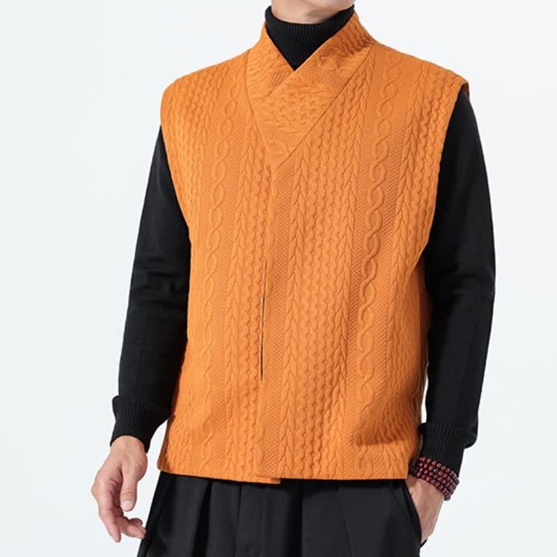 Buddha Stones Fall Winter Casual Minimalist Solid Knit Tank Top Men's Vests - image 12