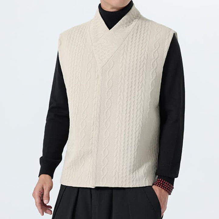 Buddha Stones Fall Winter Casual Minimalist Solid Knit Tank Top Men's Vests - image 7