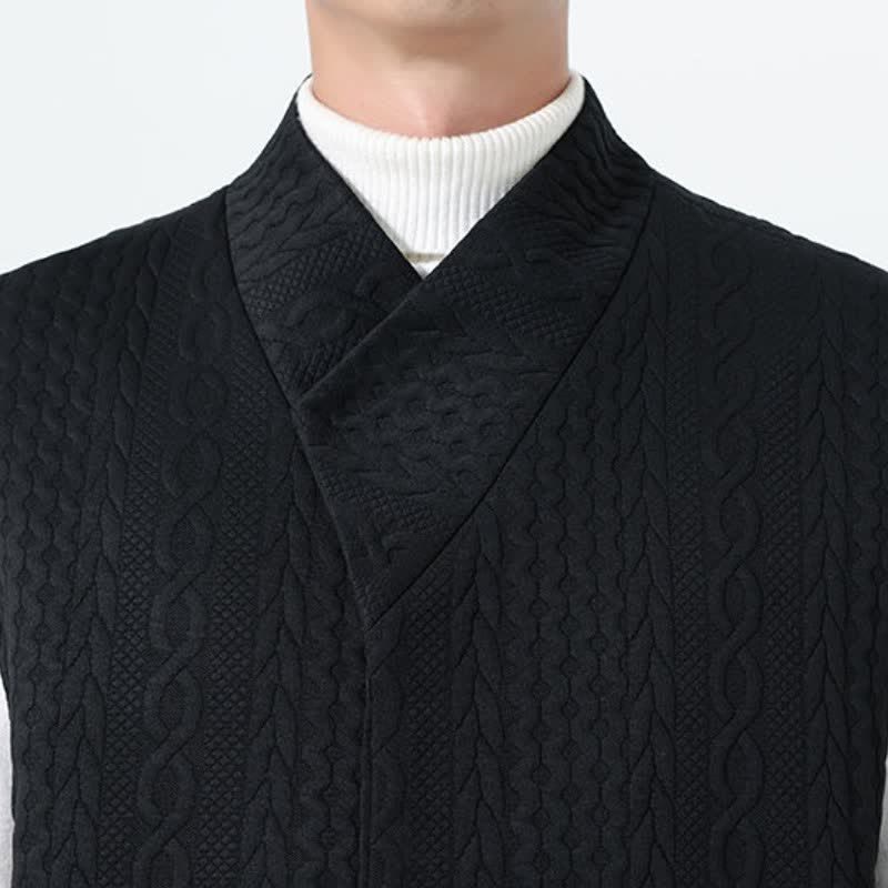 Buddha Stones Fall Winter Casual Minimalist Solid Knit Tank Top Men's Vests - image 22