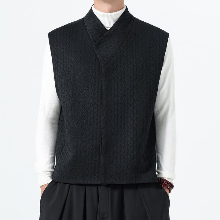 Buddha Stones Fall Winter Casual Minimalist Solid Knit Tank Top Men's Vests - Black - US/UK/AU46，EU56 (5XL) - image 17