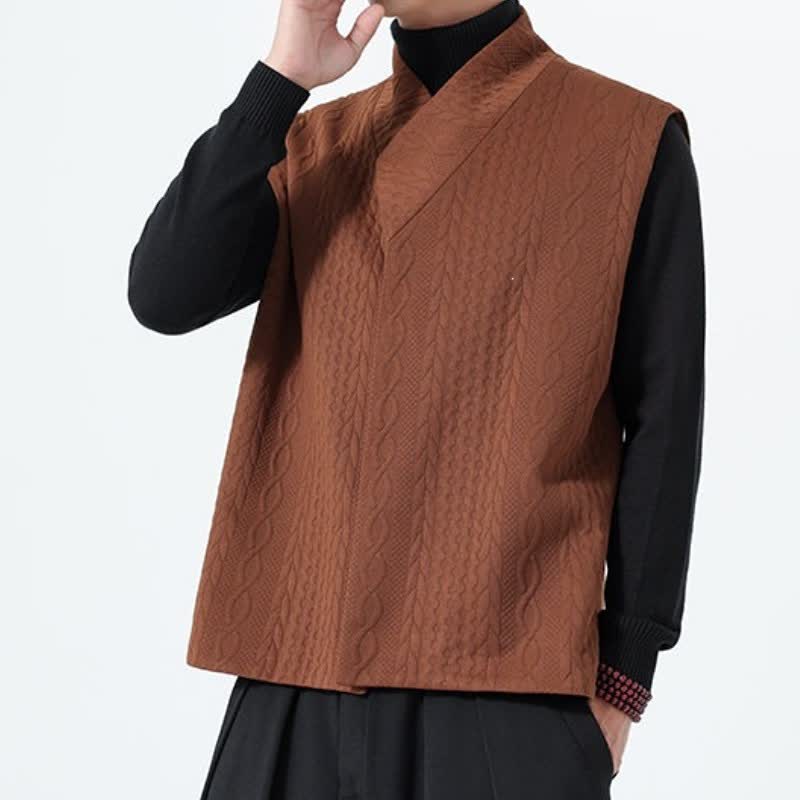 Buddha Stones Fall Winter Casual Minimalist Solid Knit Tank Top Men's Vests - image 1