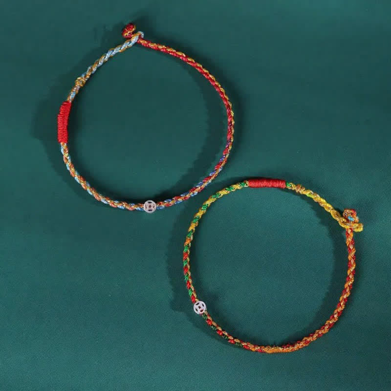 Buddha Stones 925 Sterling Silver Colorful Braided Fortune Bracelet - image 8