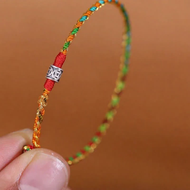 Buddha Stones 925 Sterling Silver Hand-Woven Multicolor Red String Faith Bracelet - image 2