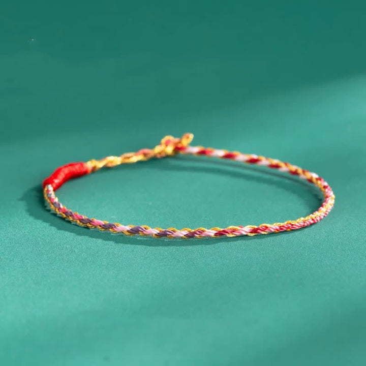 Buddha Stones 925 Sterling Silver Hand-Woven Multicolor Red String Faith Bracelet - Pink Color Scheme(Plain Rope) - 7.1–7.5 in (18–19 cm) - image 11