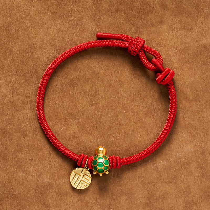 Buddha Stones Fu Character Turtle Red String Fortune Bracelet - image 17