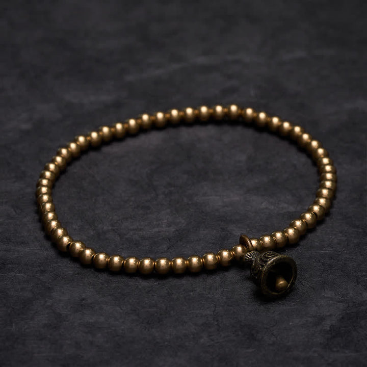 Buddha Stones Copper Beads Bell Pendant Balance Bracelet - 7.1–7.5 in (18–19 cm) - image 0