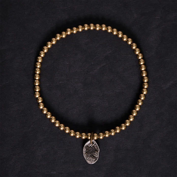Buddha Stones Copper Beads Lotus Charm Healing Bracelet - image 2