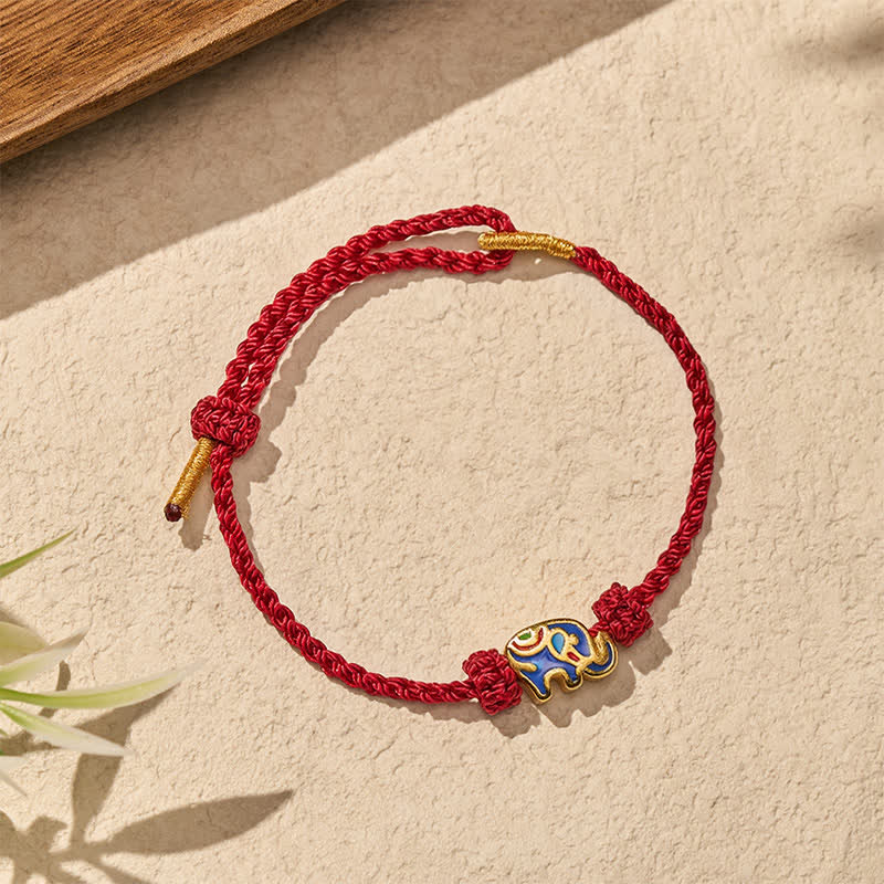 Buddha Stones Elephant Red String Woven Wisdom Bracelet - image 3